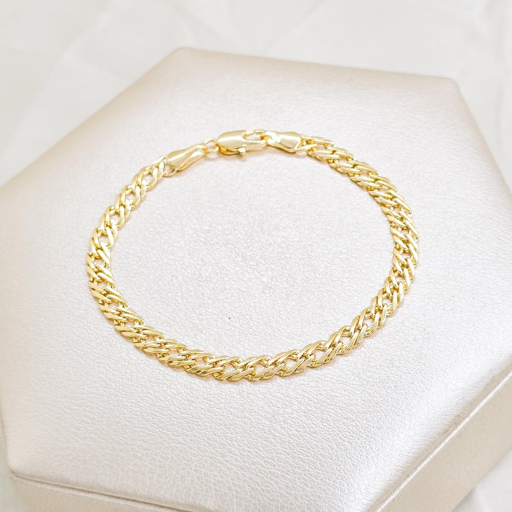 Pulsera Cubana Cruzada Oro Laminado 18k
