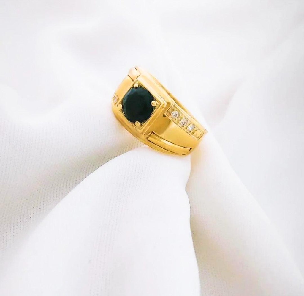 Anillo Piedra Circonias Negro Oro laminado 18k (T10.5)