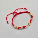 Brazalete Ajustable Con Cruz Símbolo De Fé En Oro Laminado 18K